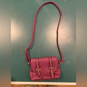 Yoki Plum Crossbody Bag with Gold Accents